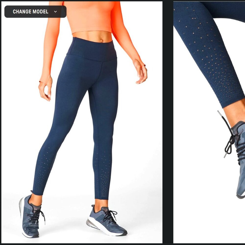 Fabletics Midnight Blue Perforated Leggings